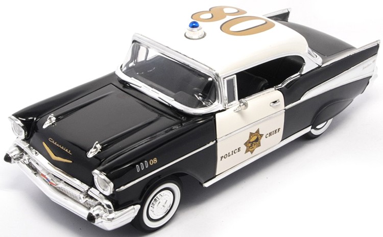 Yatming 1/18 Chev Bel Air Hardtop Black 1957 Police Version